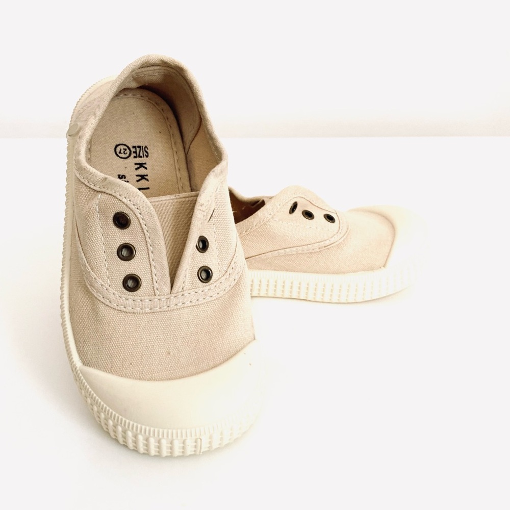 Kids Beige Waterproof Canvas Slip-On Shoes for Boys and Girls Size EU 27 US 9.5